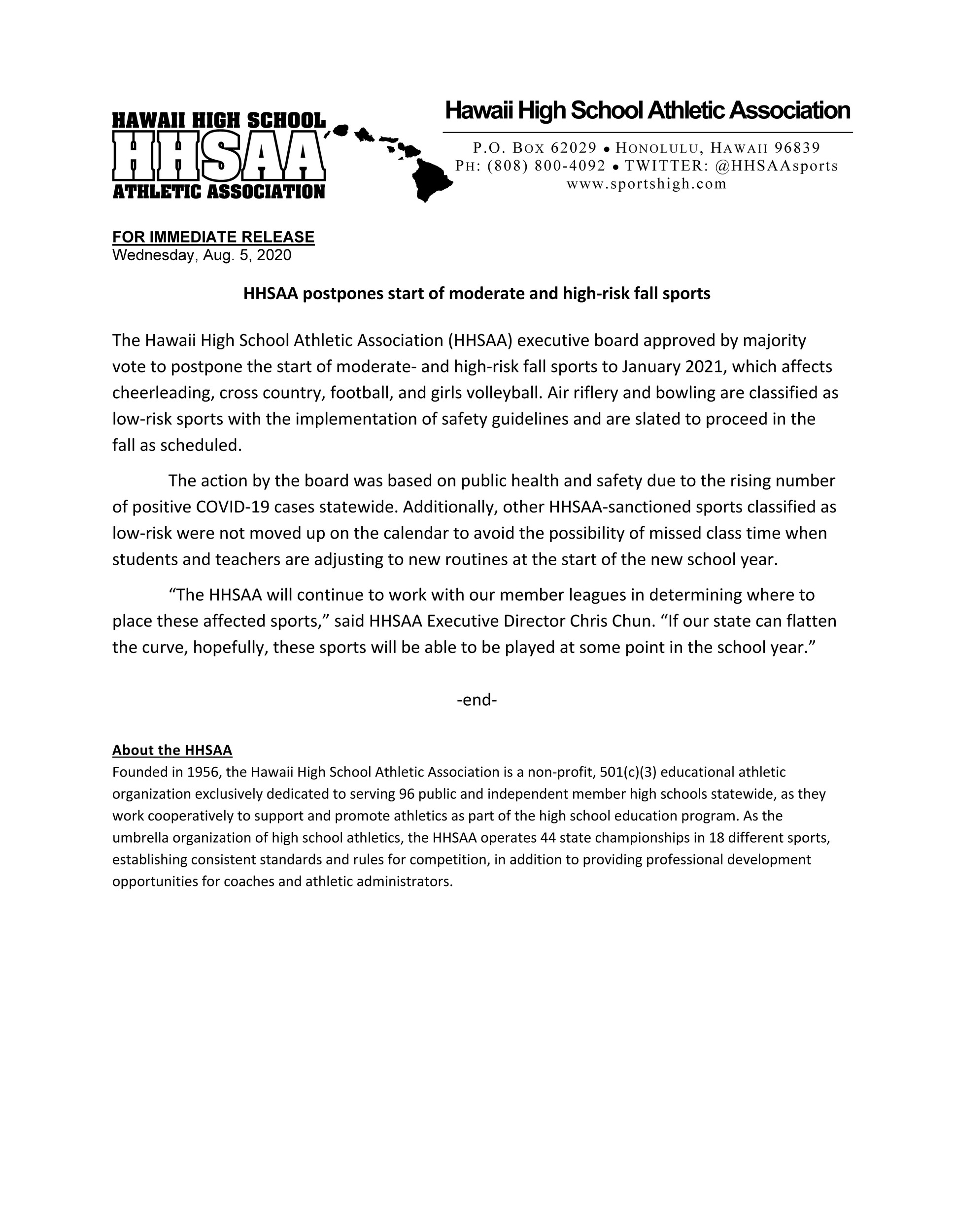 2020-08-04-press-release-hhsaa-fall-sports